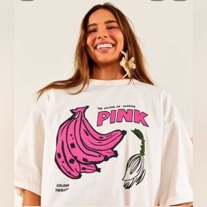 Farm rio White and Pink Graphic T-Shirt